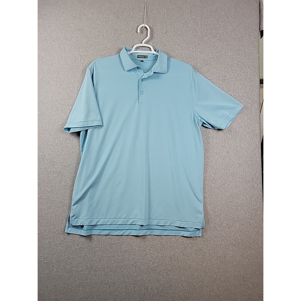Peter Millar Blue Striped SS Summer Comfort Performance Golf Polo Men's XL